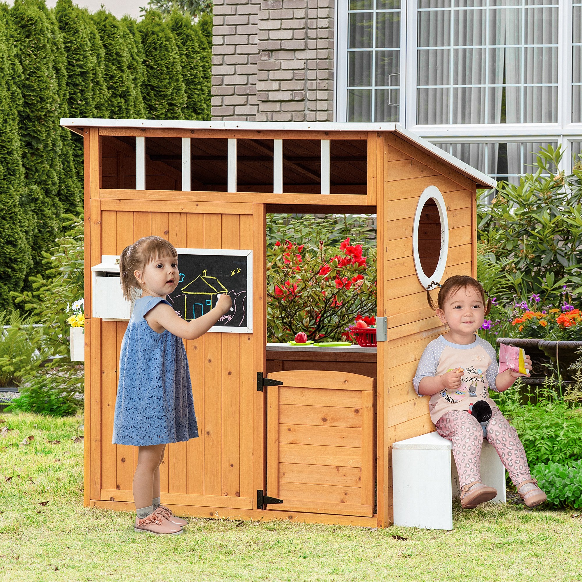 Playhouse for Kids Outdoor with Working Door